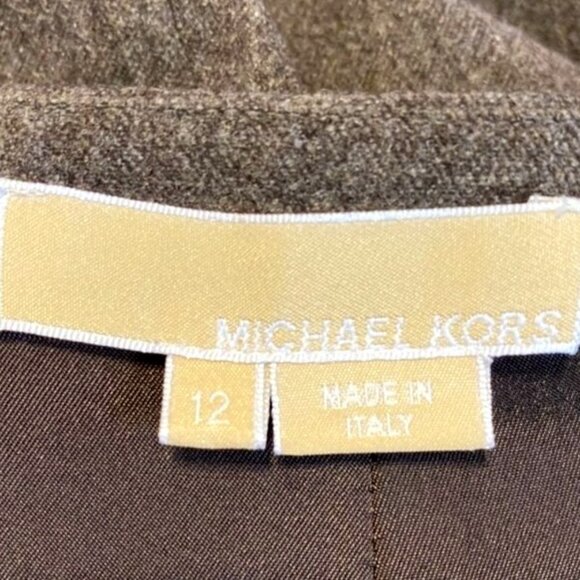 Michael Kors Brown Virgin Wool Knee Length Skirt Size 12 Made In Italy - Picture 5 of 6